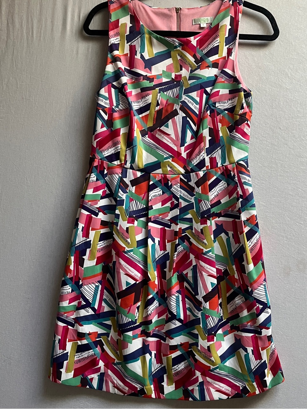 Jade Melody Tam Geometric Abstract Fit & Flare Dress with Pockets M